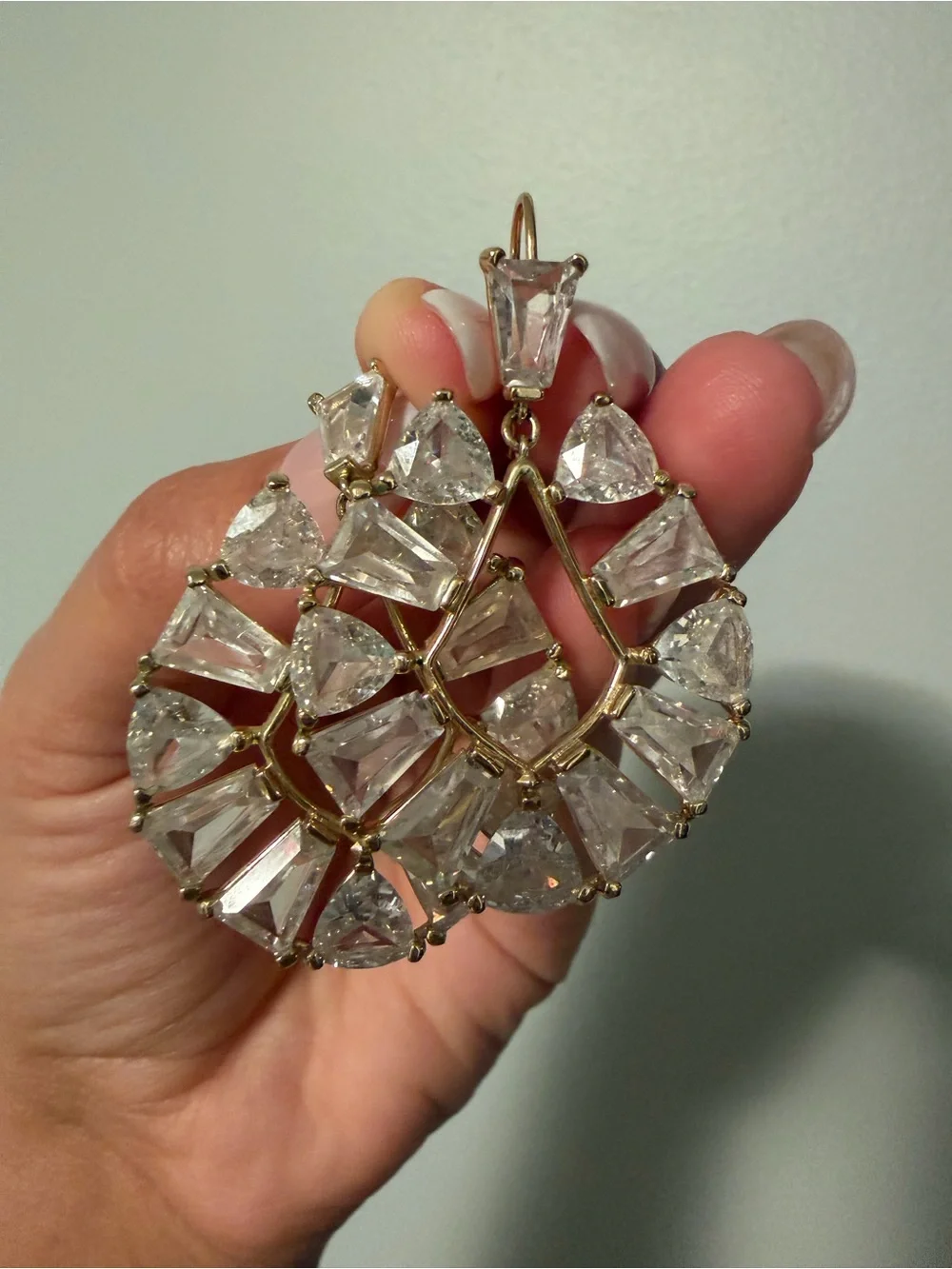 Kendra Scott Gold and White Crystal Open Frame Earrings